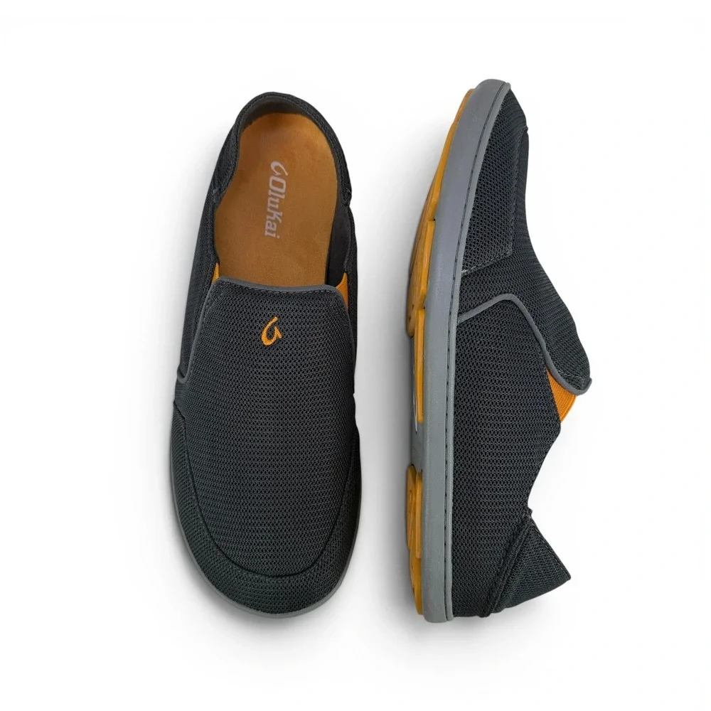 OluKai Nohea Mesh Slip On‎ Shoes Mens 10.5 Dark Shadow Gray Comfort Casual 10188